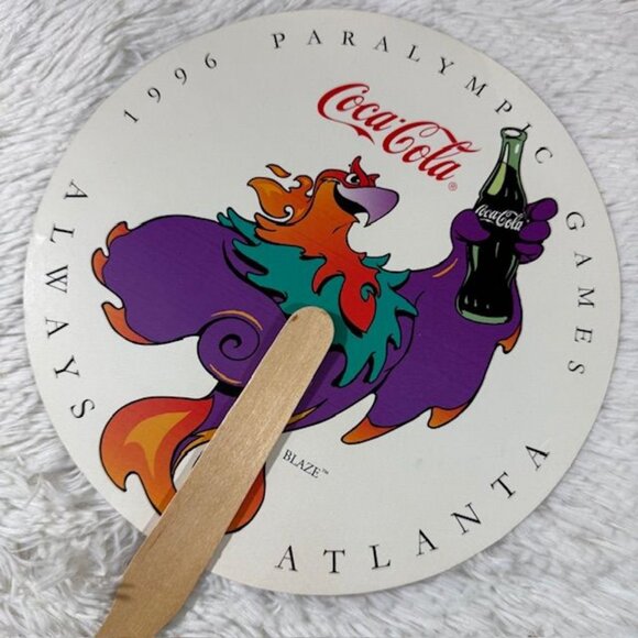 Vintage Double-Sided Coca-Cola x BLAZE 1996 Atlanta Paralympic Games Fan - Picture 3 of 10